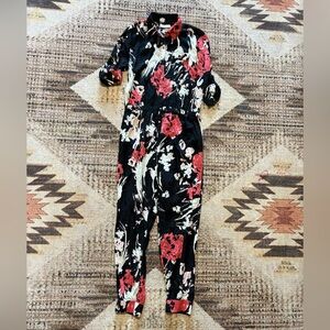 Abercrombie Floral Black Jumpsuit Large